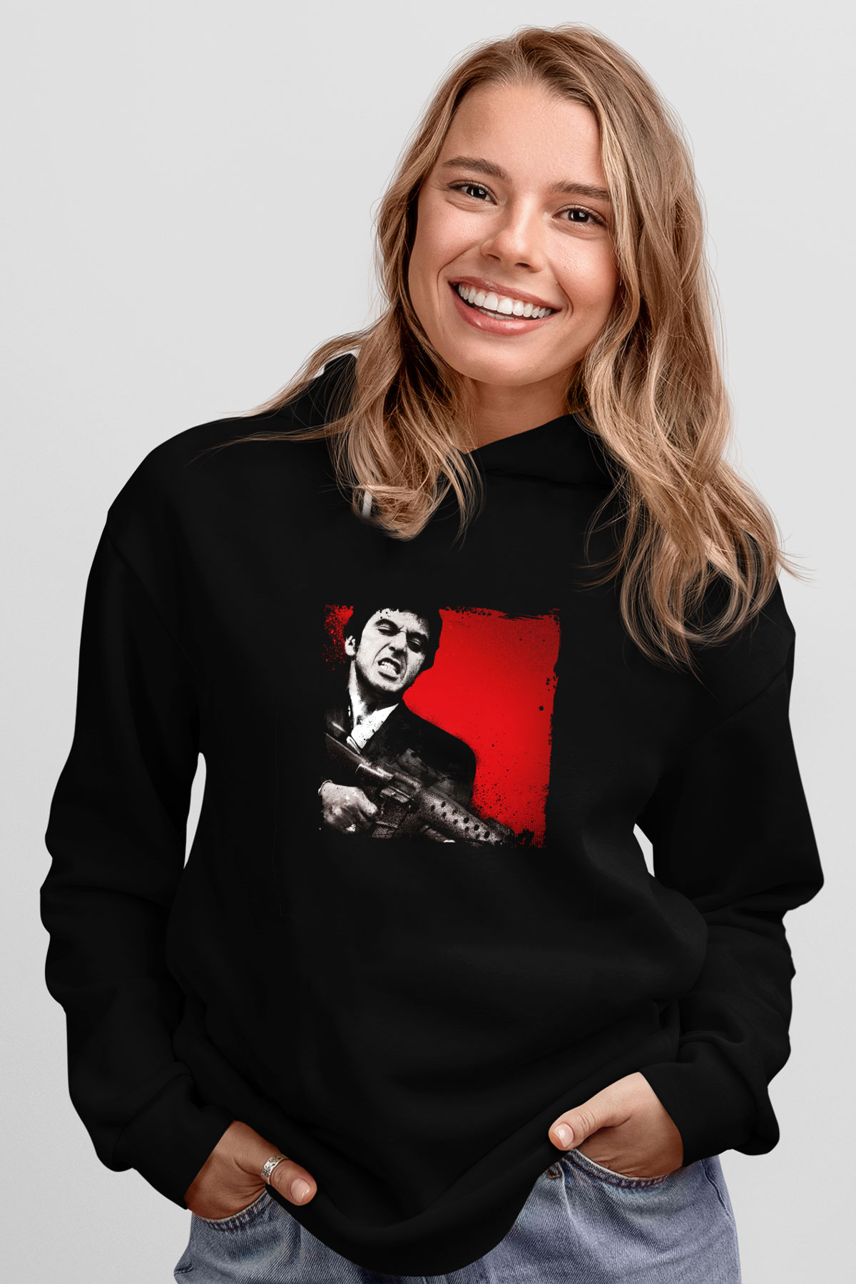 Al Pacino Baskılı Unisex Siyah Hoodie