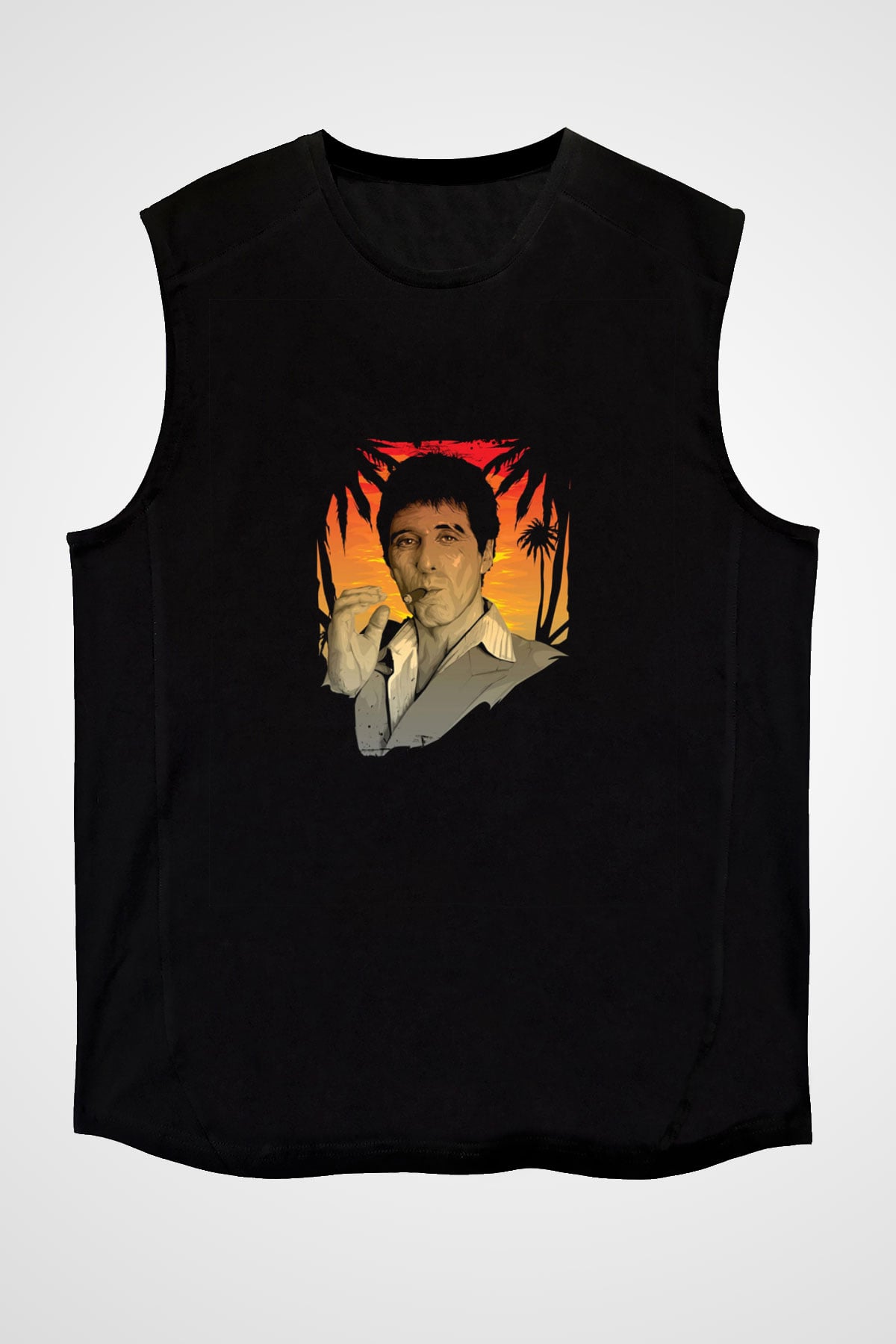 Al Pacino Baskılı Unisex Siyah Kolsuz Tişört