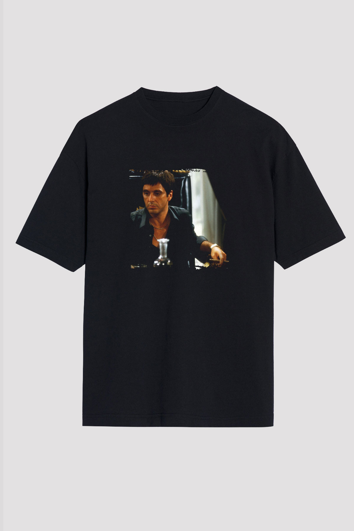 Al Pacino Baskılı Unisex Siyah Oversize Tişört