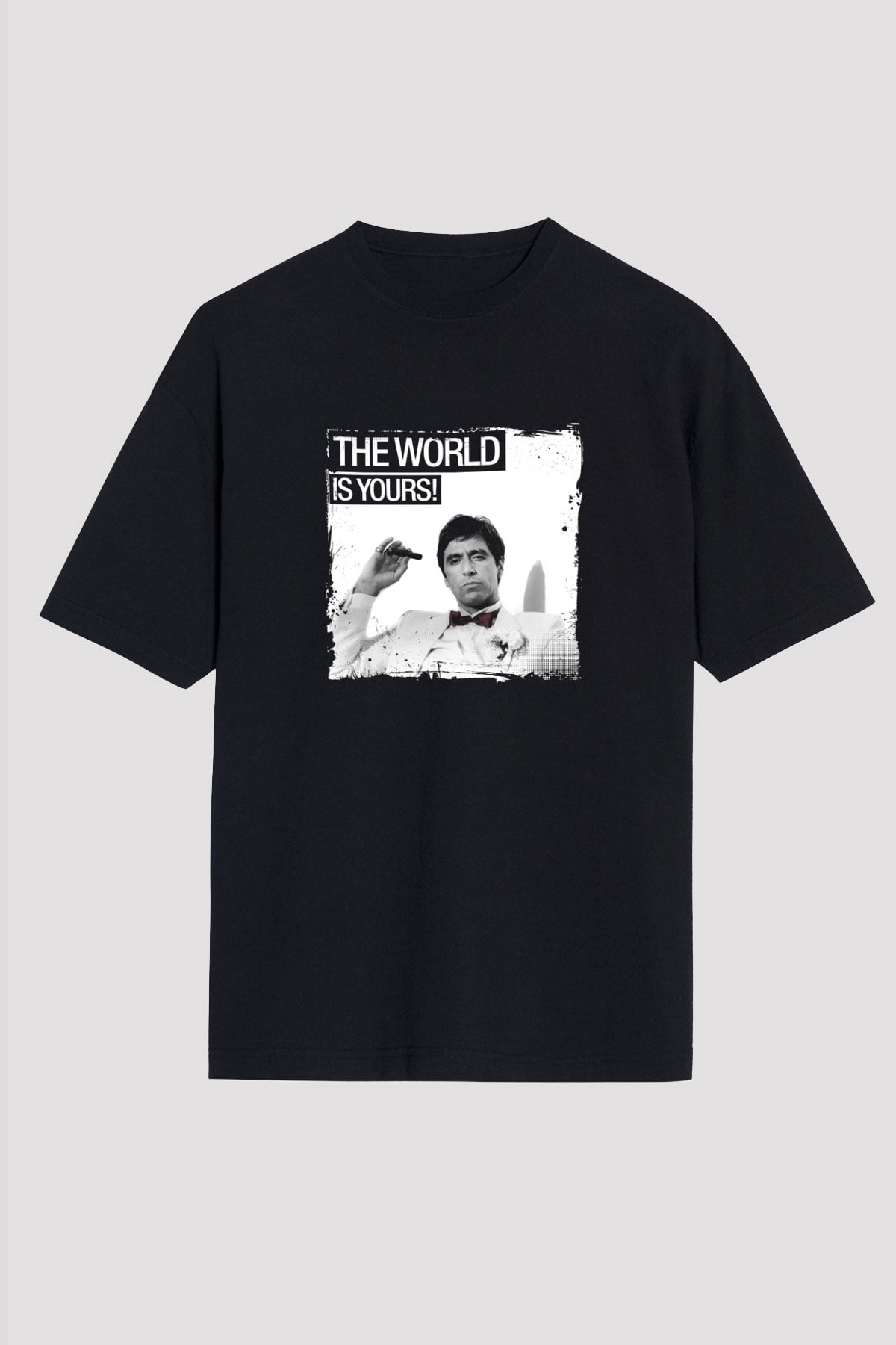 Al Pacino Baskılı Unisex Siyah Oversize Tişört