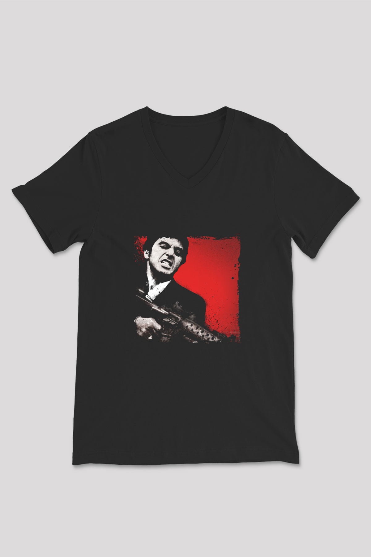 Al Pacino Baskılı Unisex Siyah V Yaka Tişört