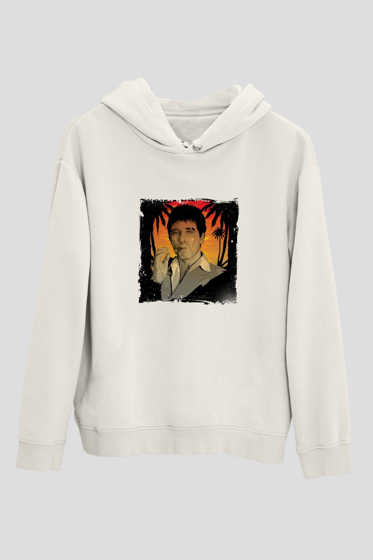 Al Pacino Unisex Baskılı Beyaz Kapüşonlu Sweatshirt