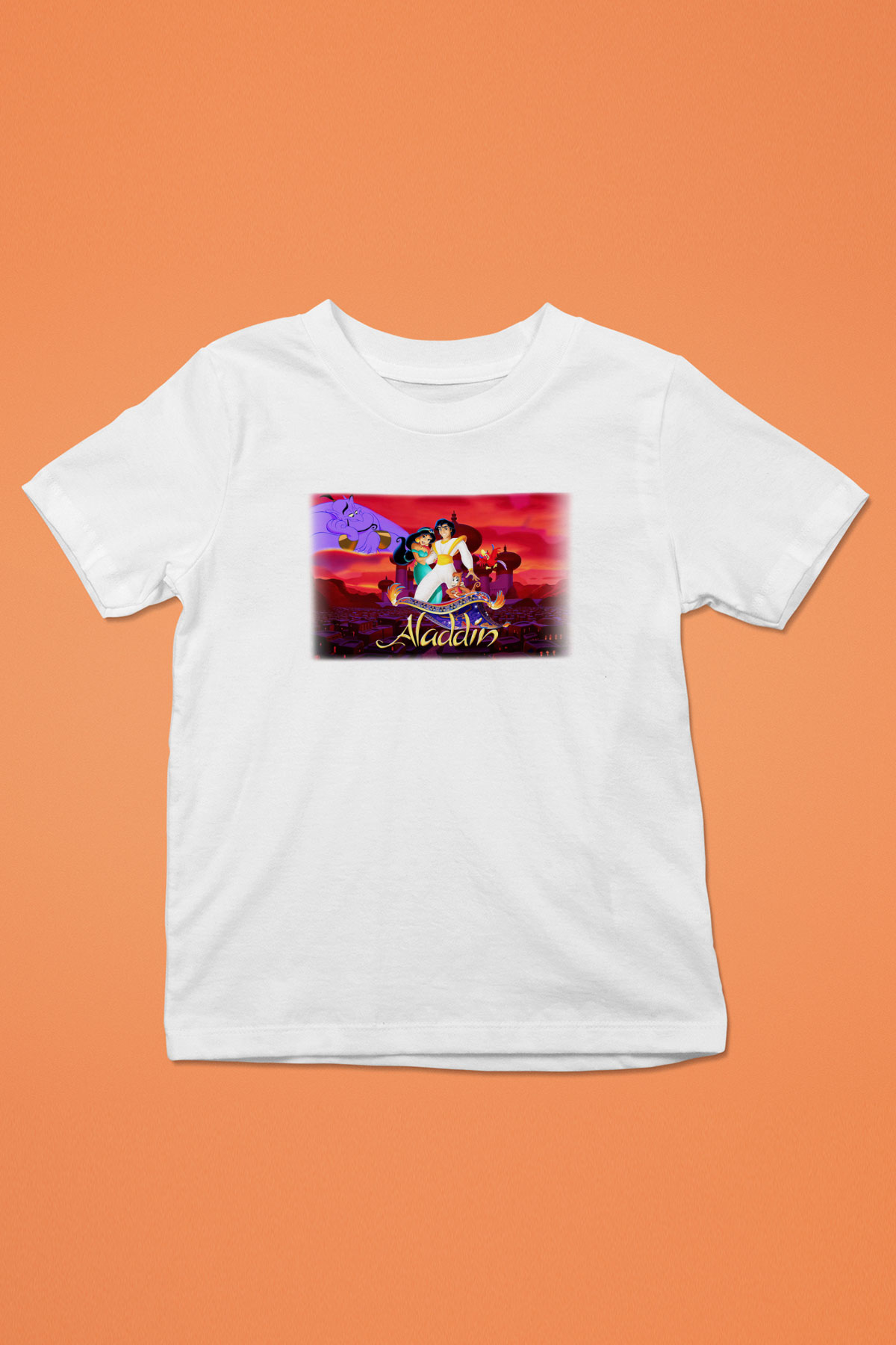 Aladdin Baskılı Beyaz Unisex Çocuk Tişört