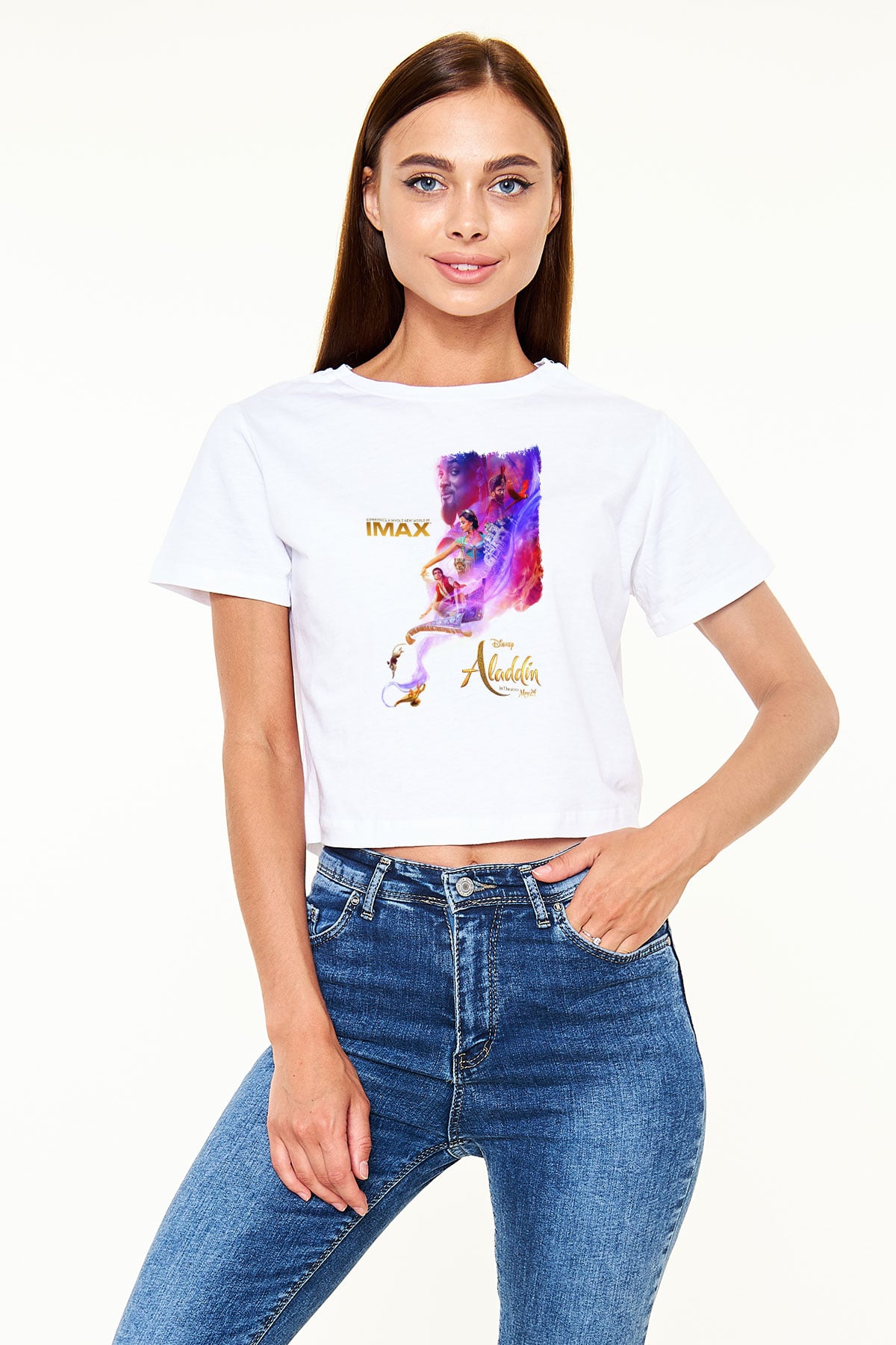Aladdin Beyaz  Crop Top Tişört