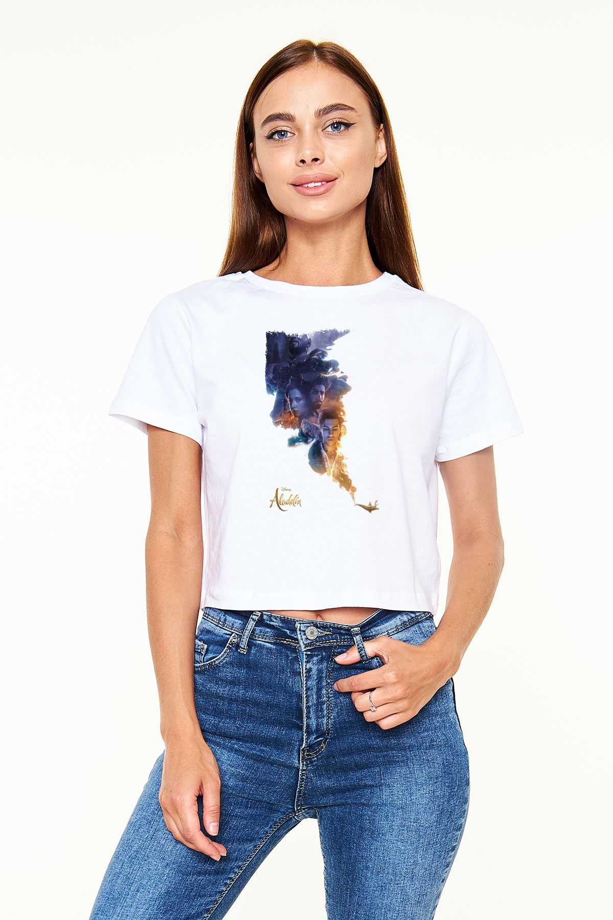 Aladdin Beyaz  Crop Top Tişört
