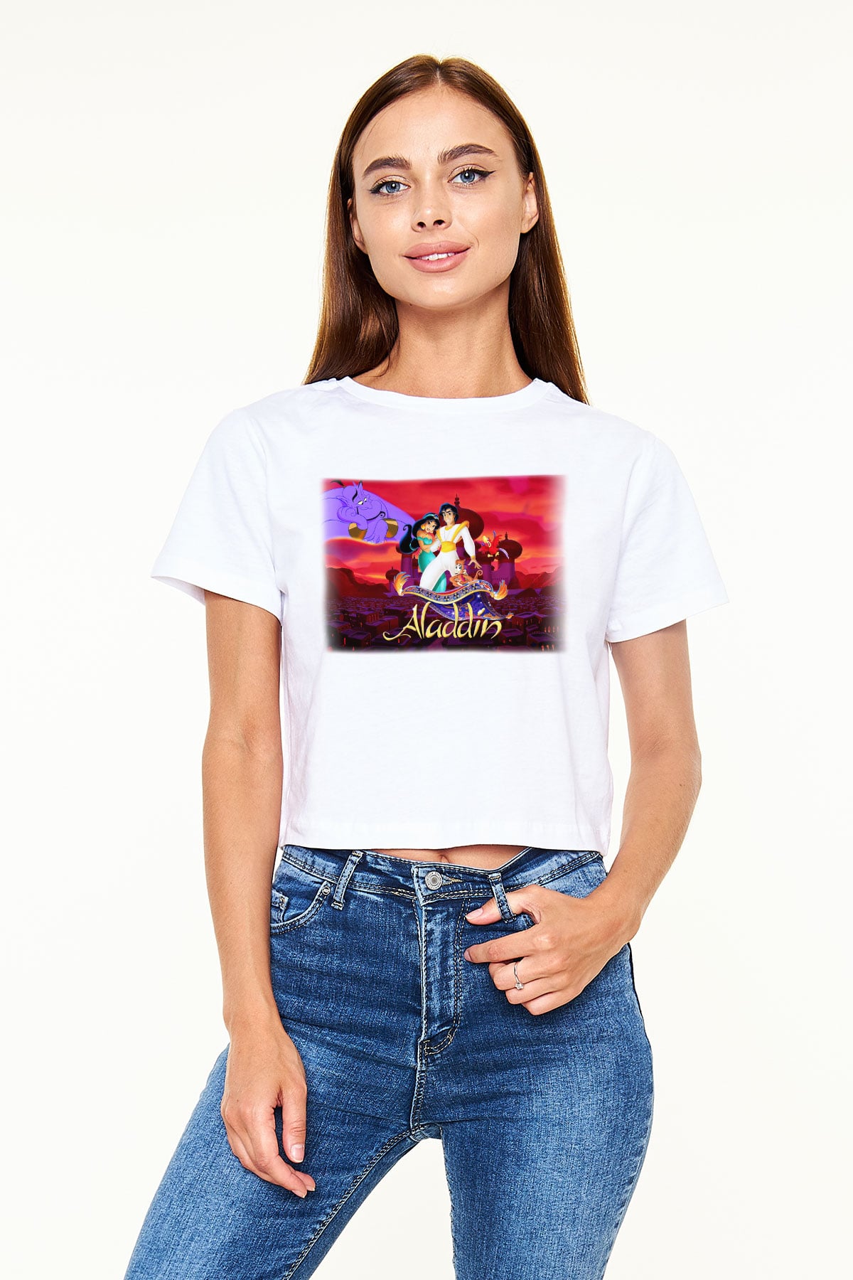 Aladdin Beyaz Croptop Tişört