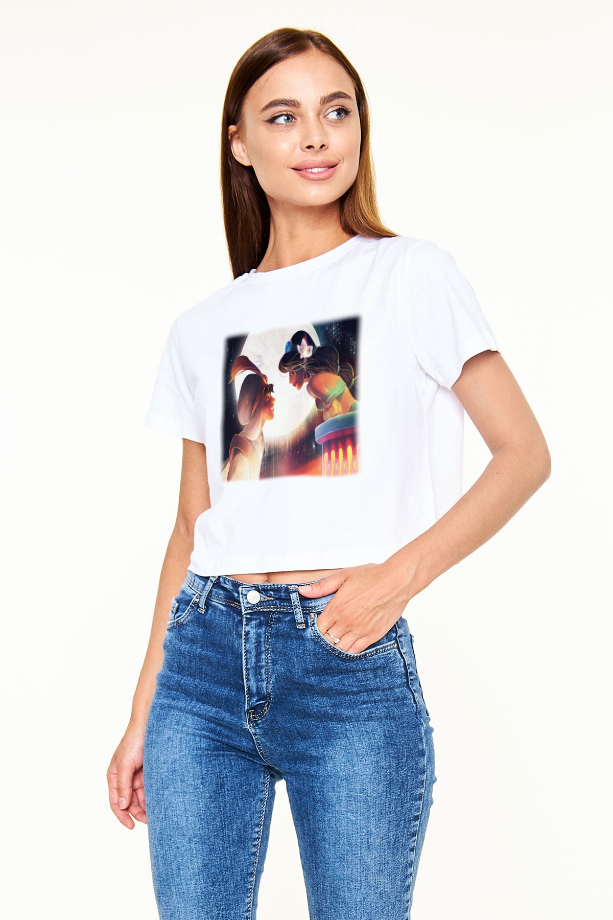 Aladdin Beyaz Croptop Tişört