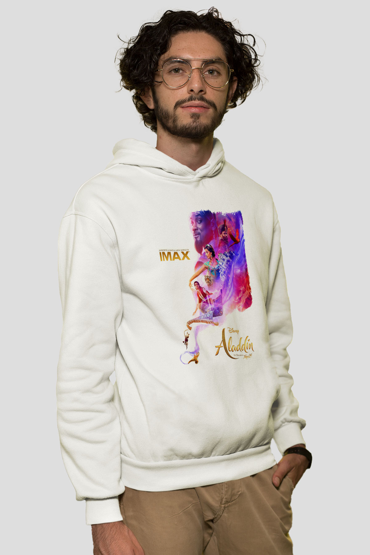 Aladdin Beyaz Unisex Hoodie