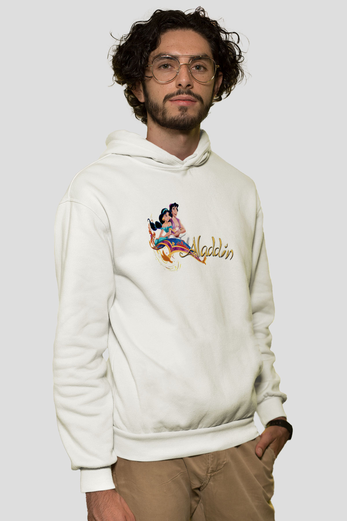 Aladdin Beyaz Unisex Hoodie