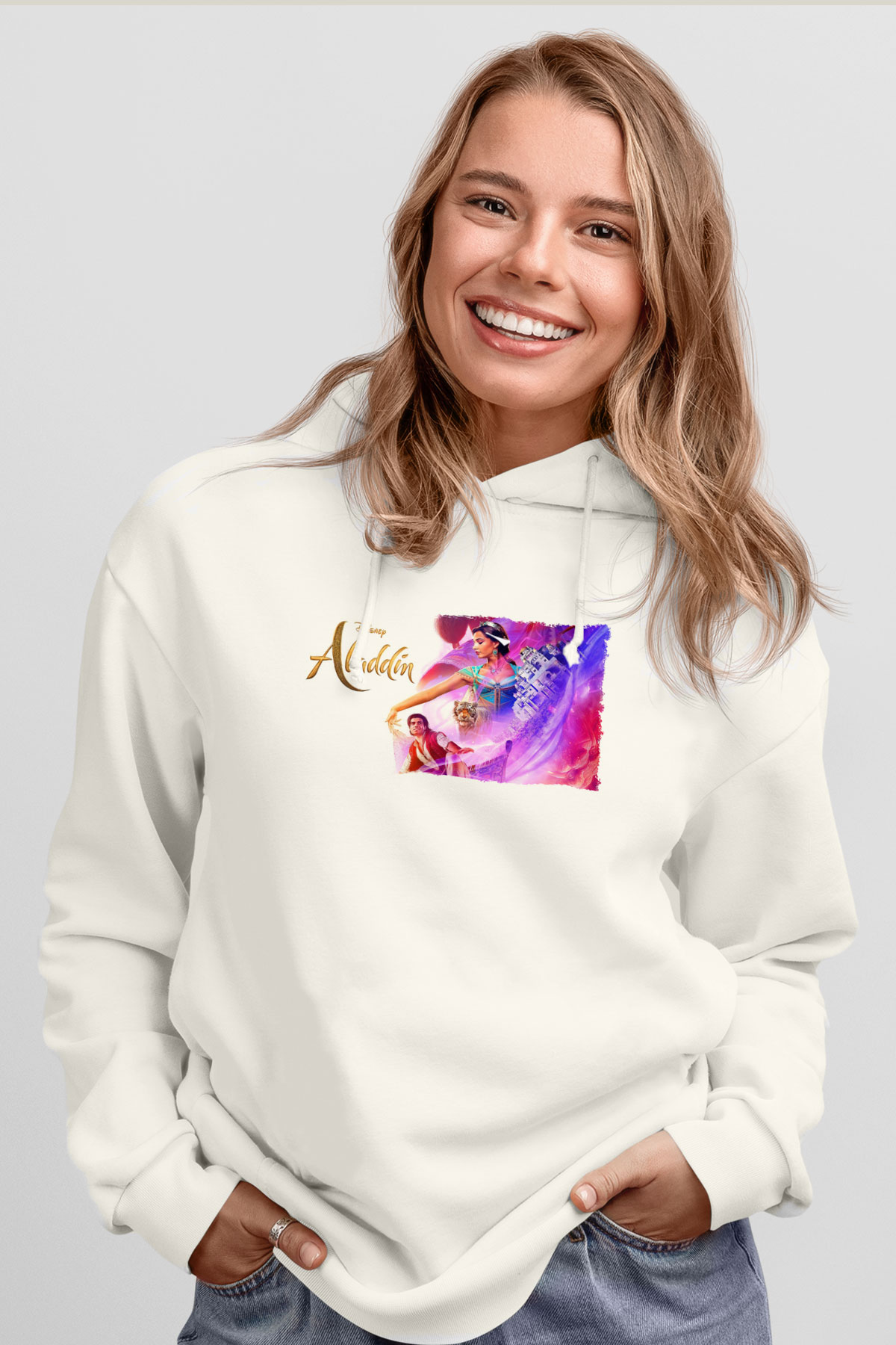Aladdin Beyaz Unisex Hoodie