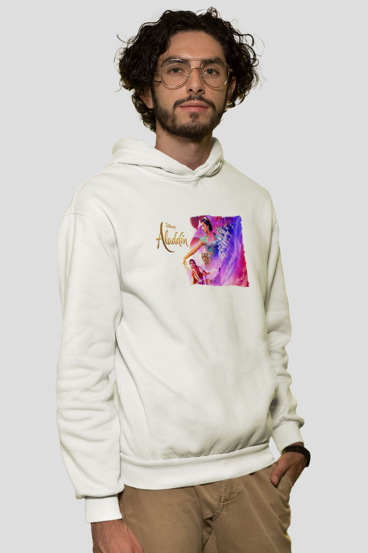 Aladdin Beyaz Unisex Hoodie
