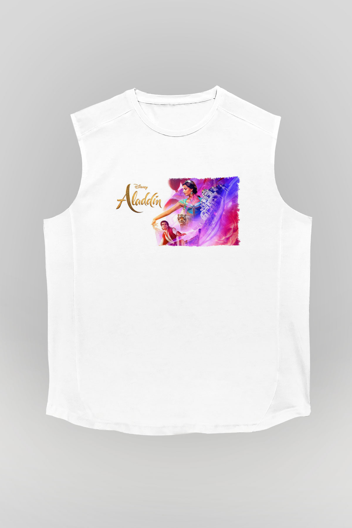 Aladdin Beyaz Unisex Kolsuz Tişört