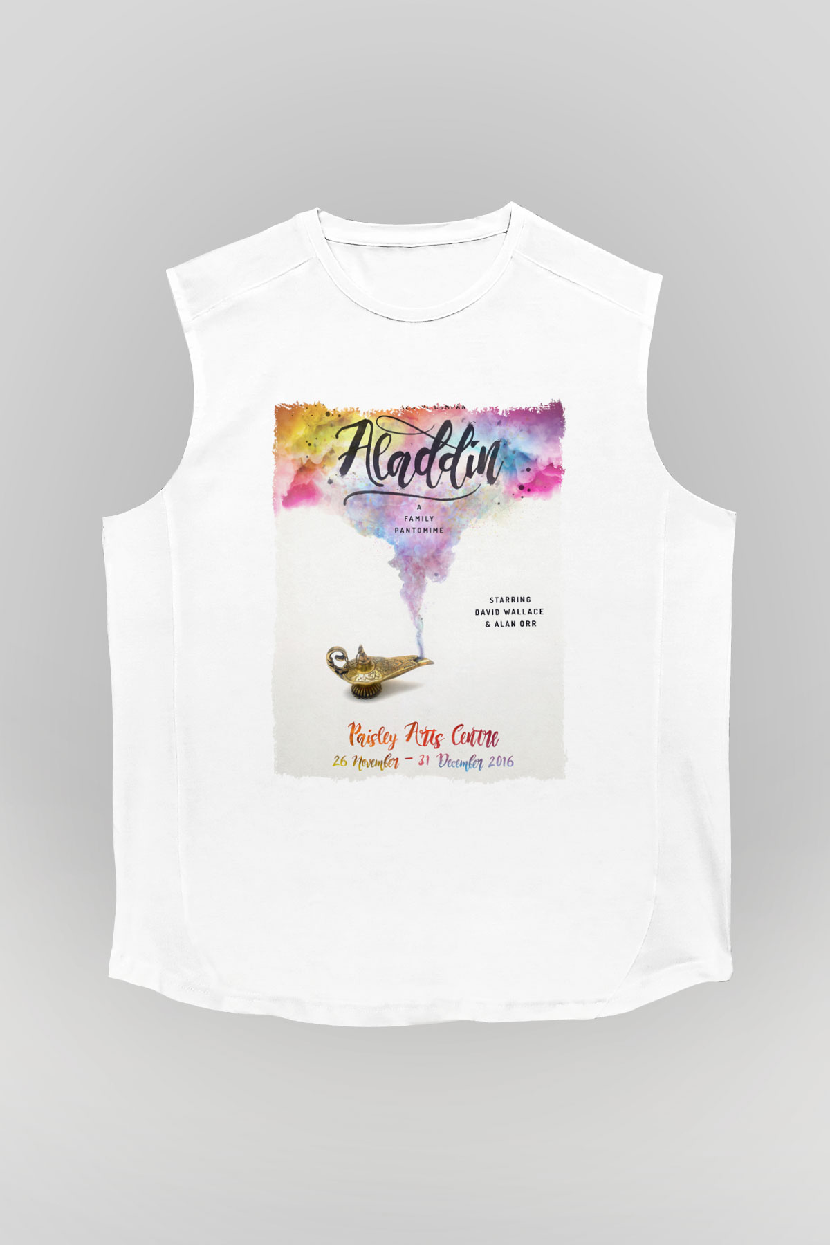 Aladdin Beyaz Unisex Kolsuz Tişört