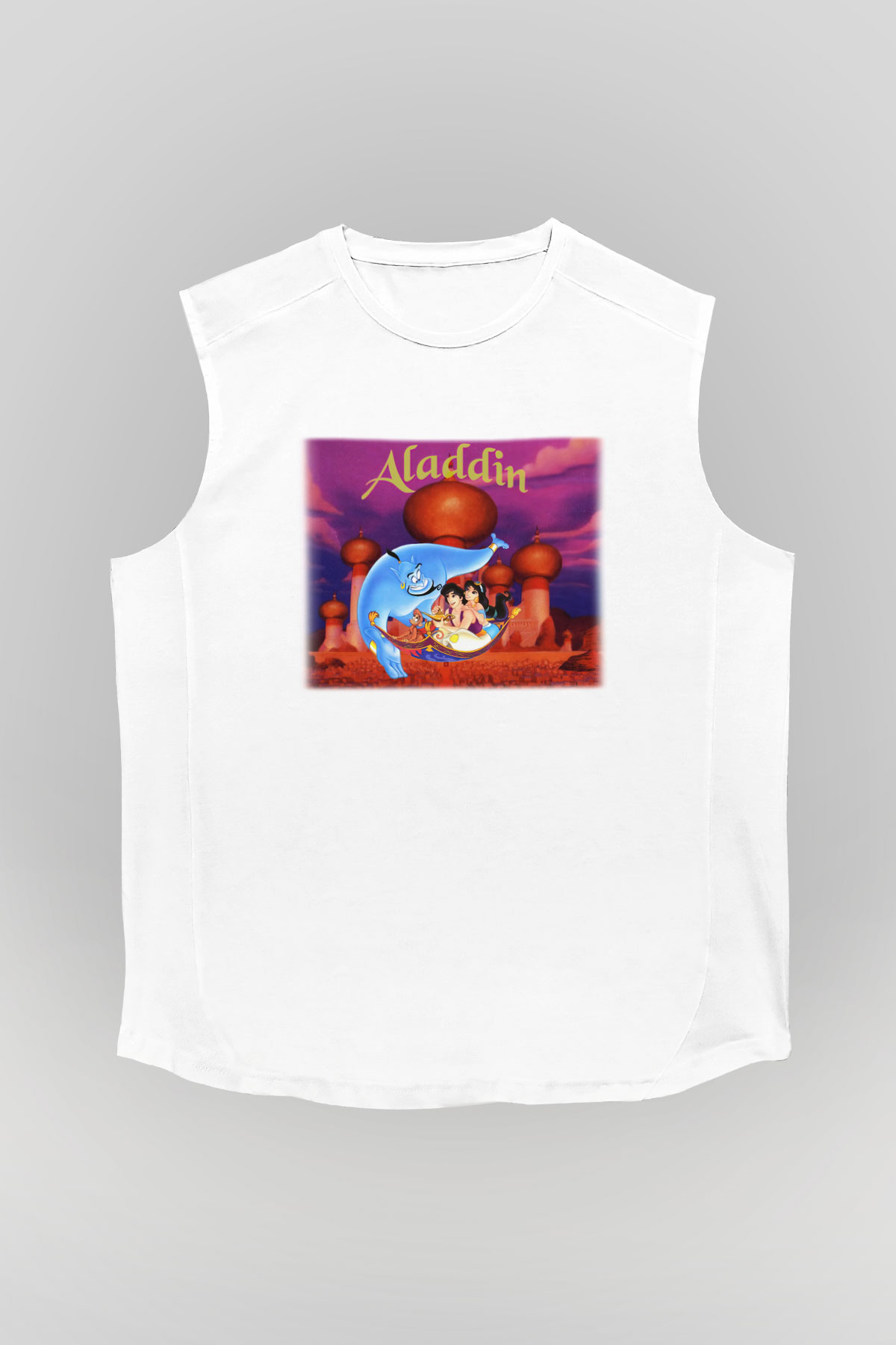 Aladdin Beyaz Unisex Kolsuz Tişört