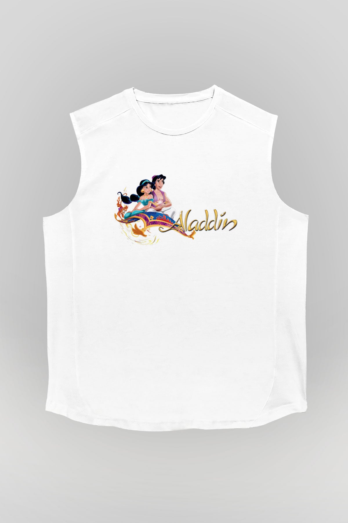 Aladdin Beyaz Unisex Kolsuz Tişört