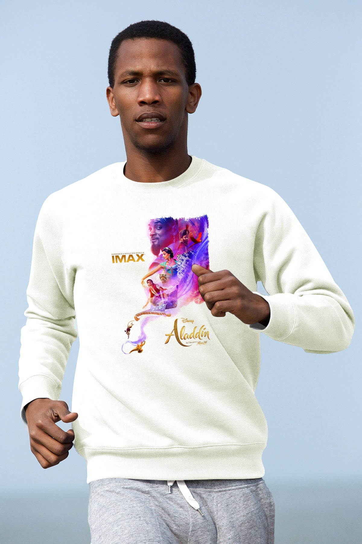 Aladdin Beyaz Unisex Sweatshirt