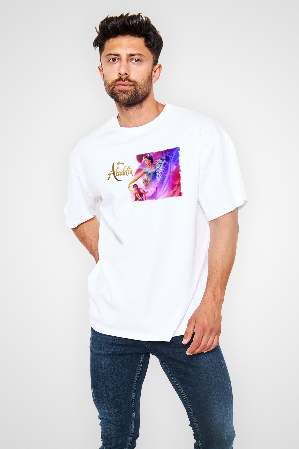 Aladdin Beyaz Unisex Tişört T-Shirt