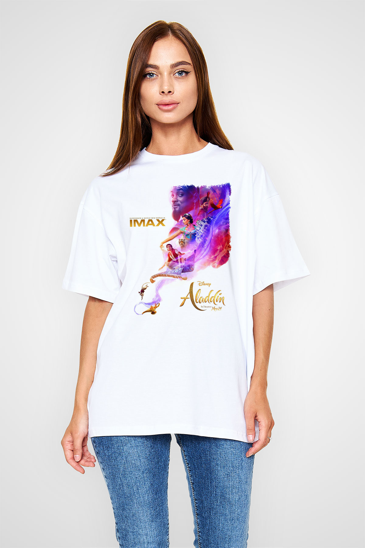 Aladdin Beyaz Unisex Tişört T-Shirt