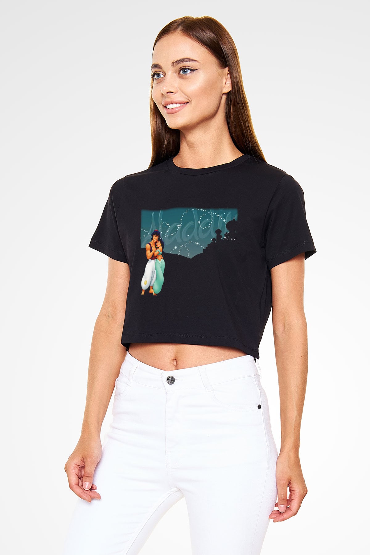 Aladdin Siyah Crop Top Tişört