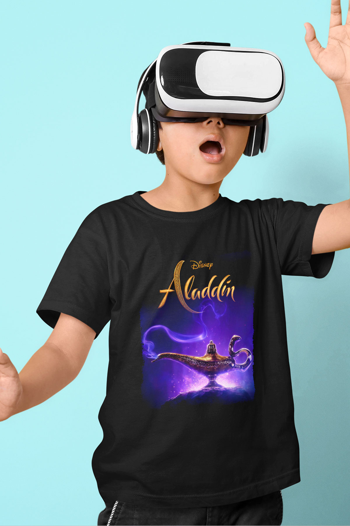 Aladdin Siyah Unisex Çocuk Tişört