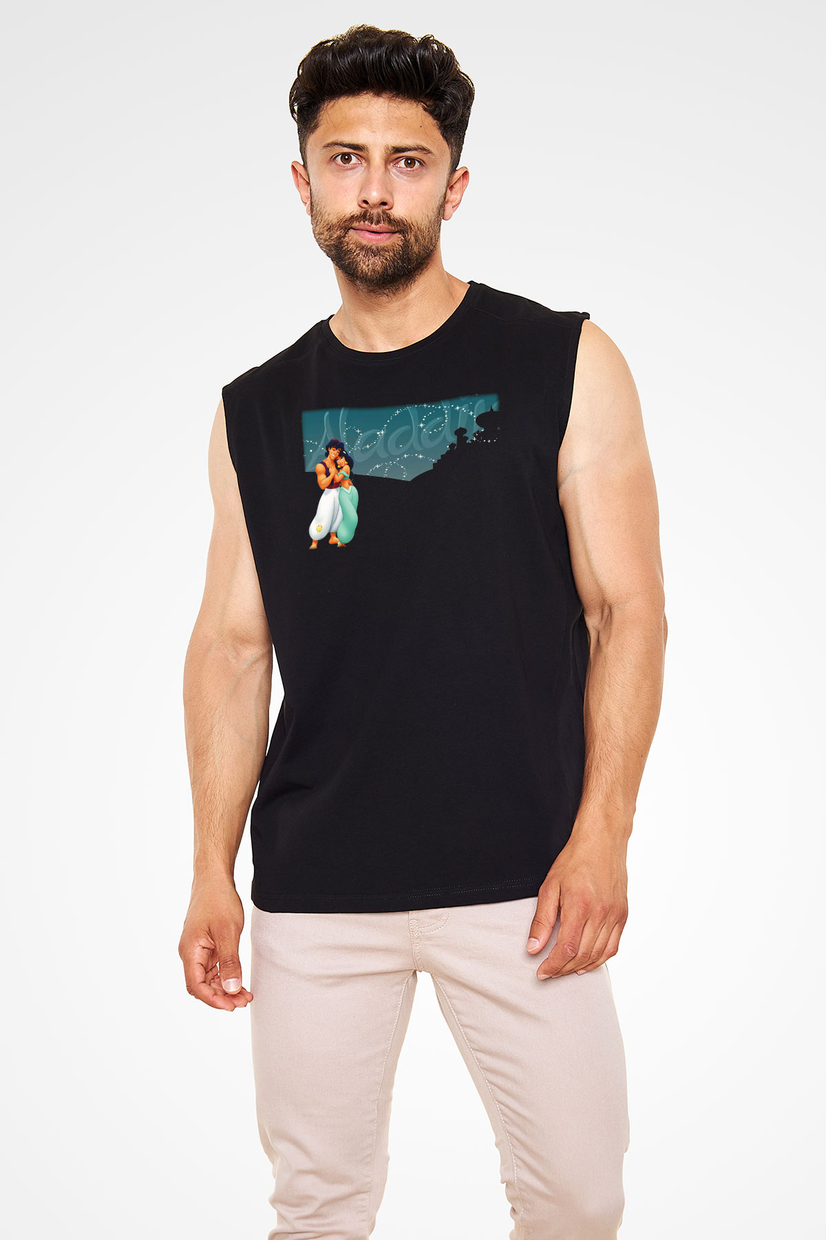 Aladdin Siyah Unisex Kolsuz Tişört