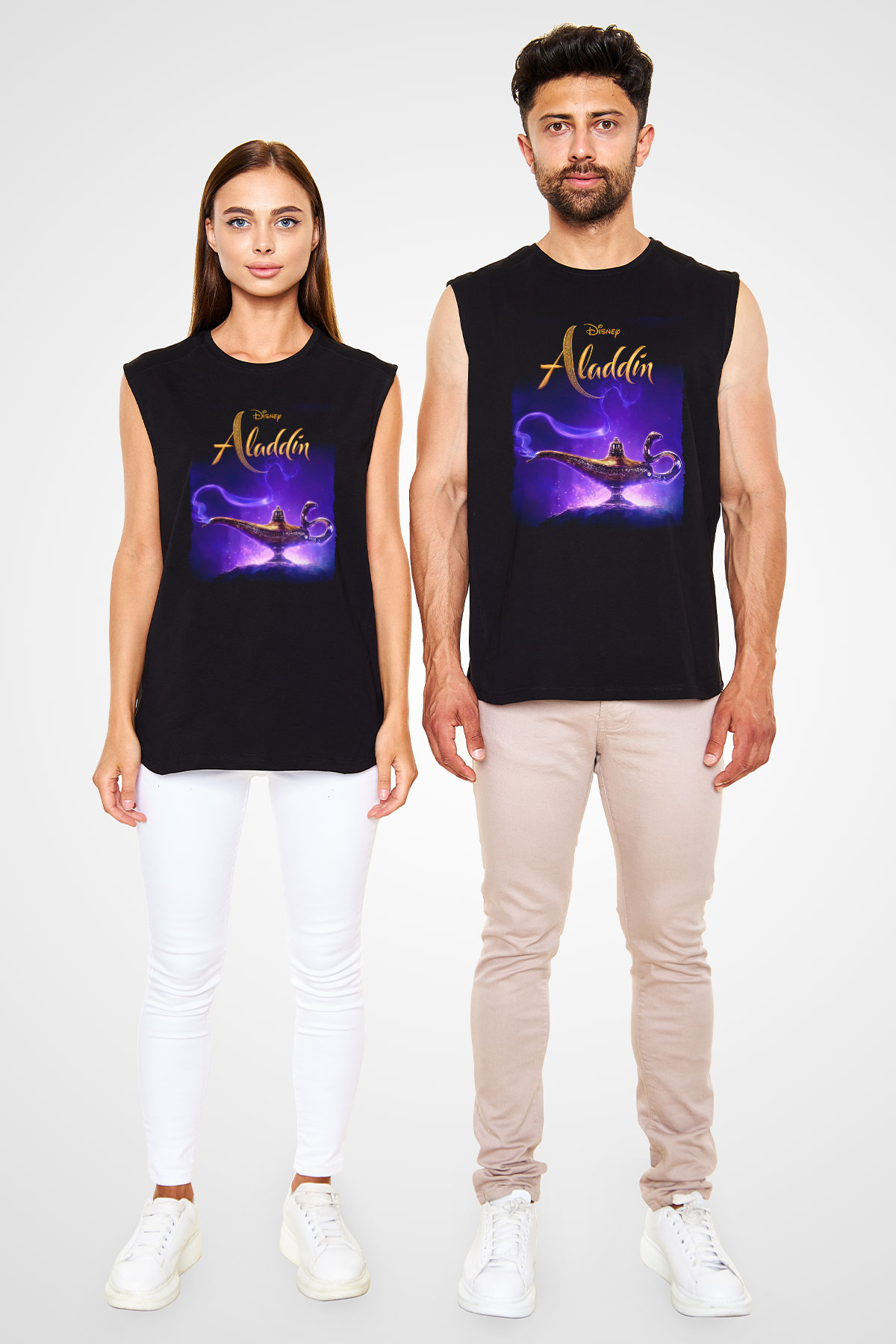 Aladdin Siyah Unisex Kolsuz Tişört