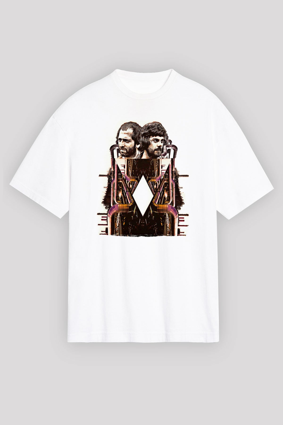 Alan Persons Project Baskılı Beyaz Unisex Oversize Tişört - Tshirt