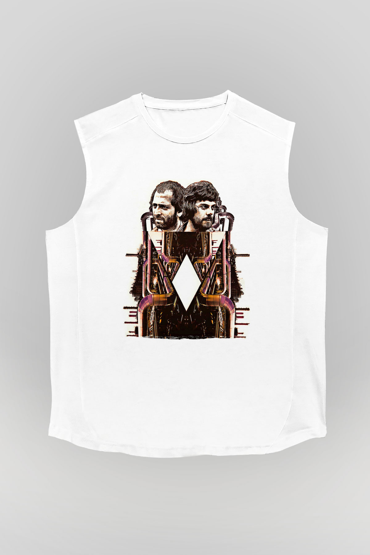 Alan Persons Project Baskılı Beyaz Unisex Kolsuz Tişört - Tshirt