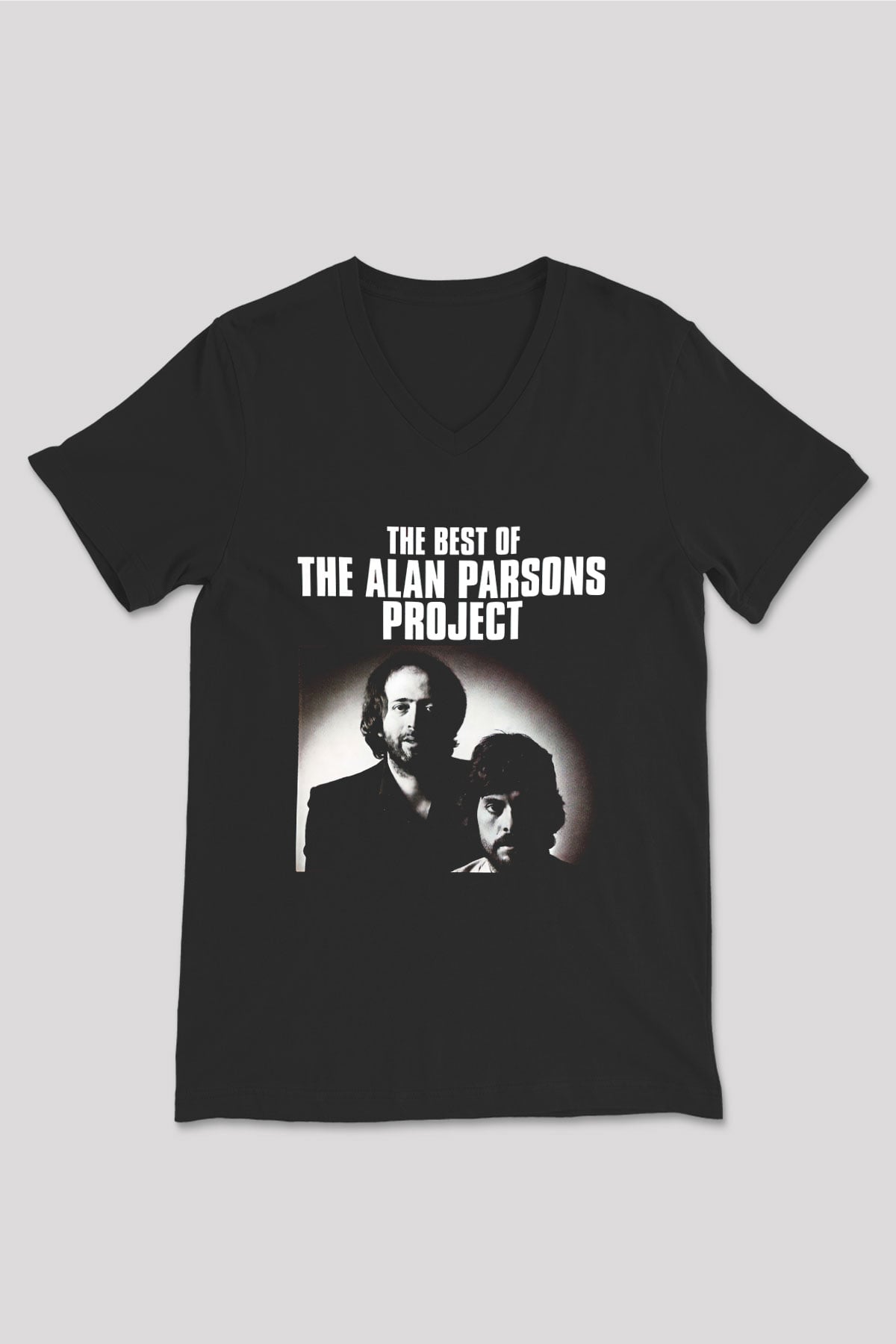 Alan Persons Project Baskılı Unisex Siyah V Yaka Tişört - Tshirt