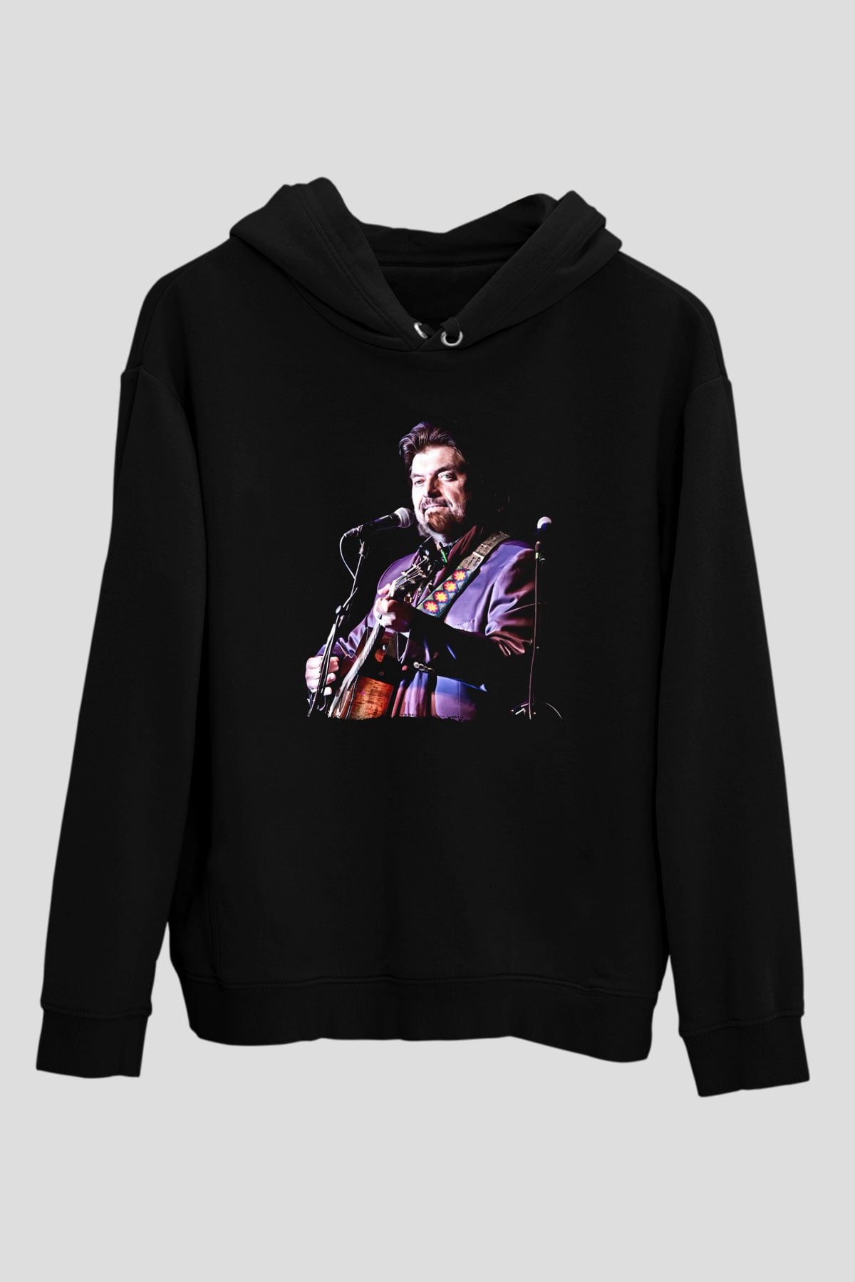Alan Persons Project Baskılı Unisex Siyah Kapüşonlu Sweatshirt