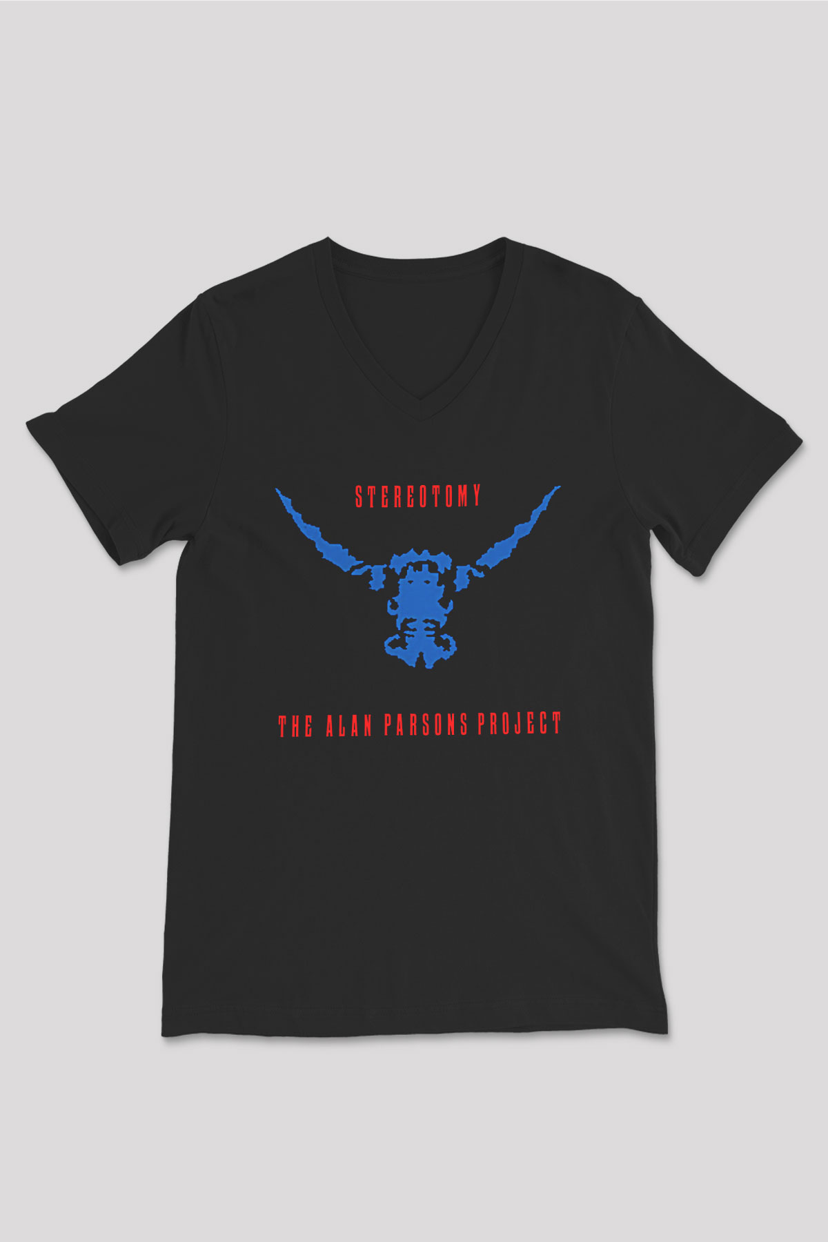 Alan Persons Project Baskılı Unisex Siyah V Yaka Tişört - Tshirt