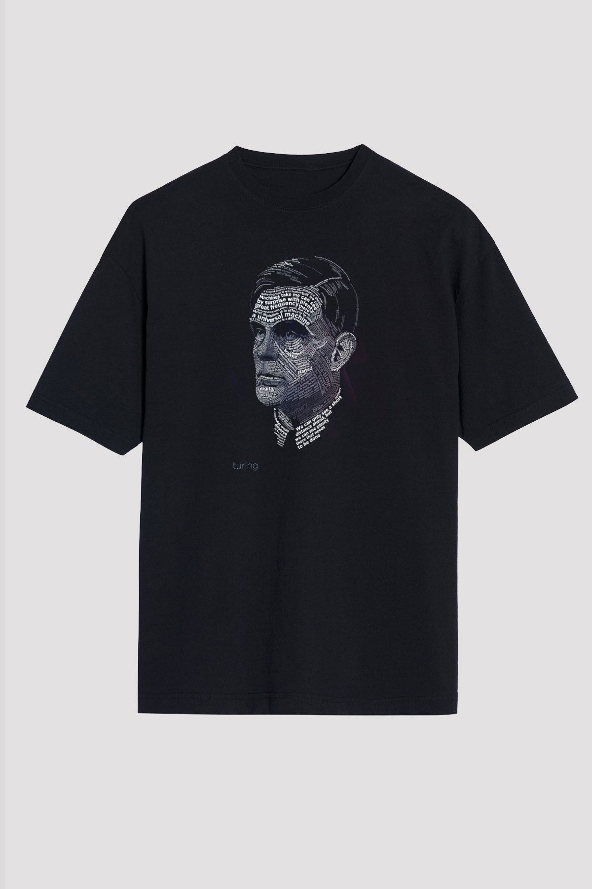 Alan Turing Tipografi Baskılı Unisex Oversize Tişört - Tshirt