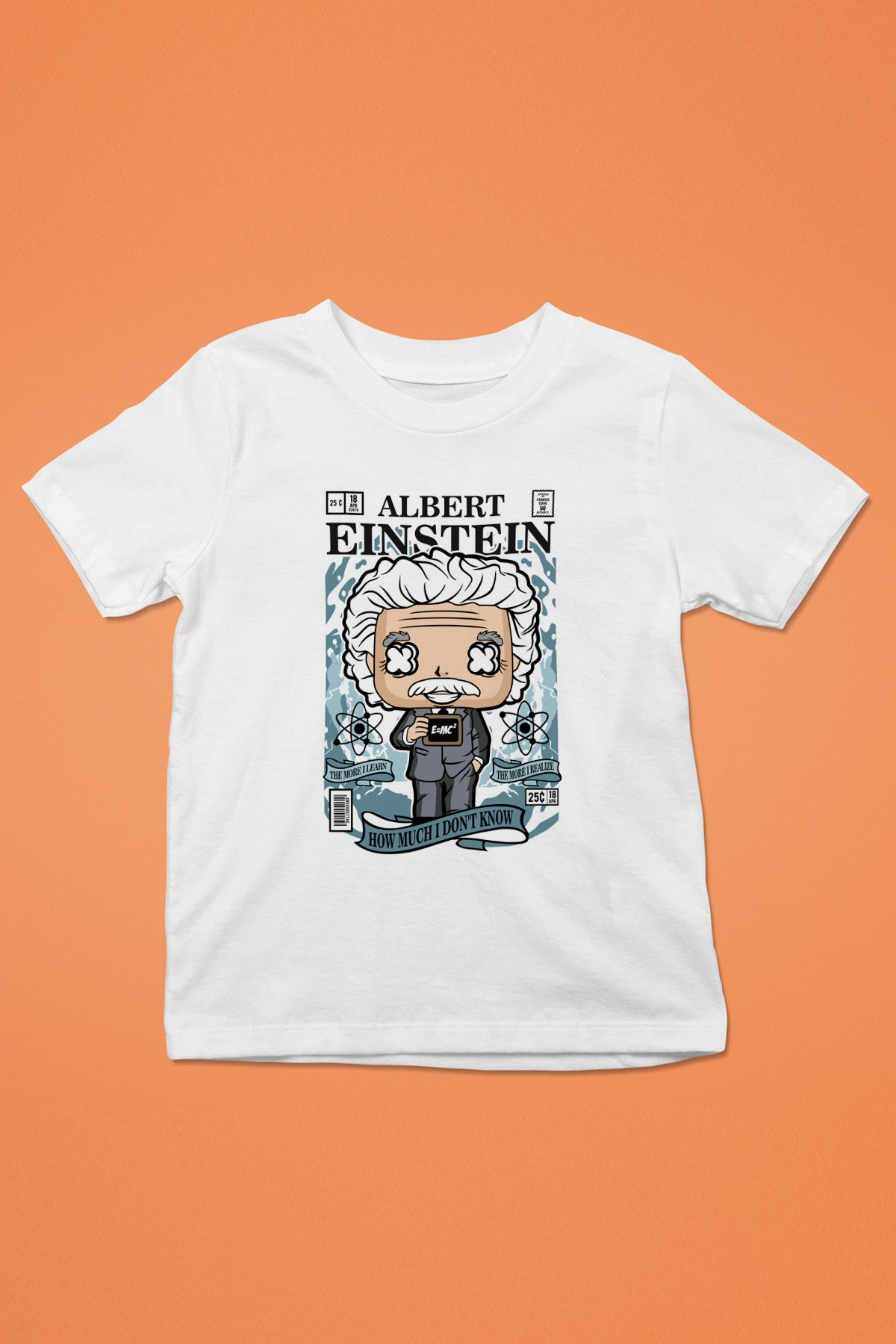 Albert Einstein Baskılı Unisex Beyaz Çocuk Tişört