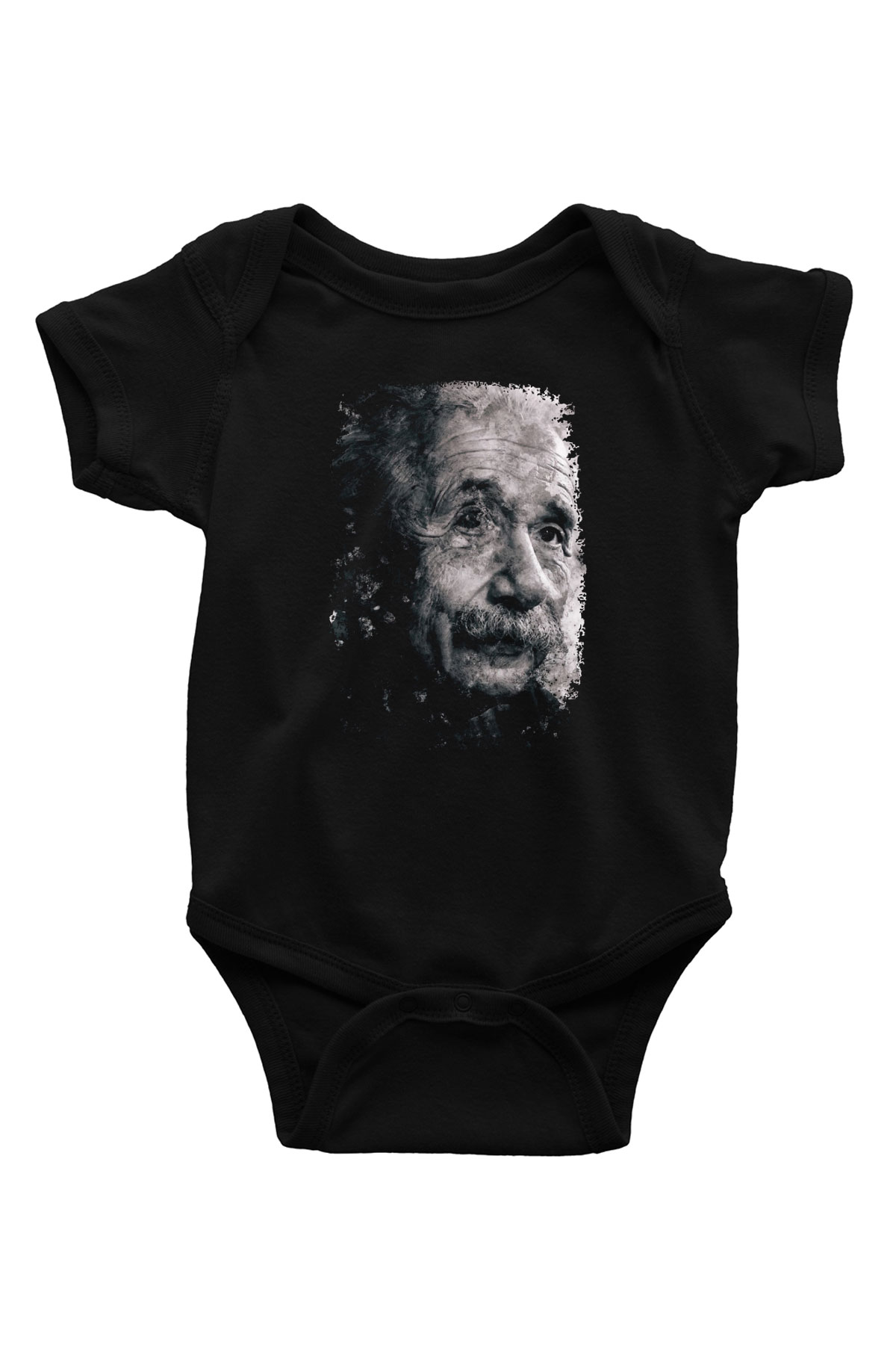 Albert Einstein Baskılı Unisex  Siyah Bebek Body - Zıbın