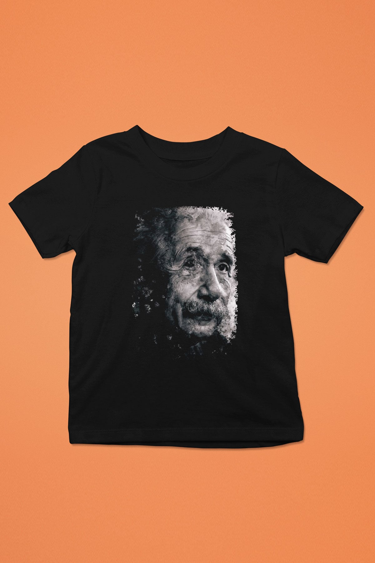 Albert Einstein Baskılı Unisex Siyah Çocuk Tişörtü - Tshirt