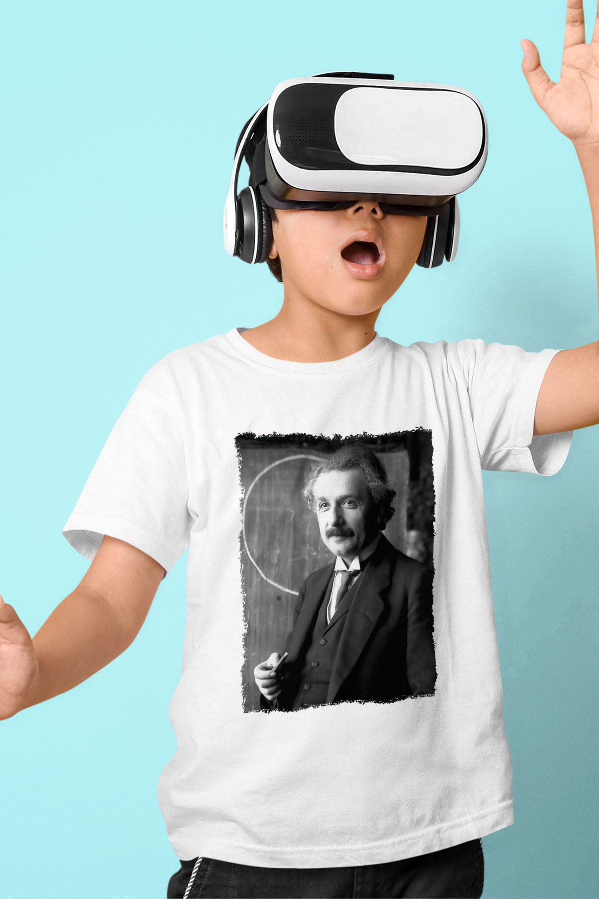 Albert Einstein Beyaz Unisex Çocuk Tişört