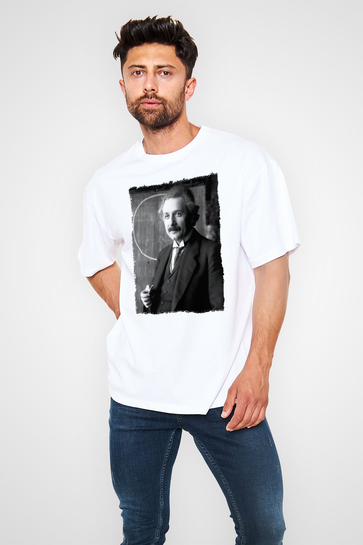Albert Einstein Beyaz Unisex Tişört T-Shirt - TişörtFabrikası