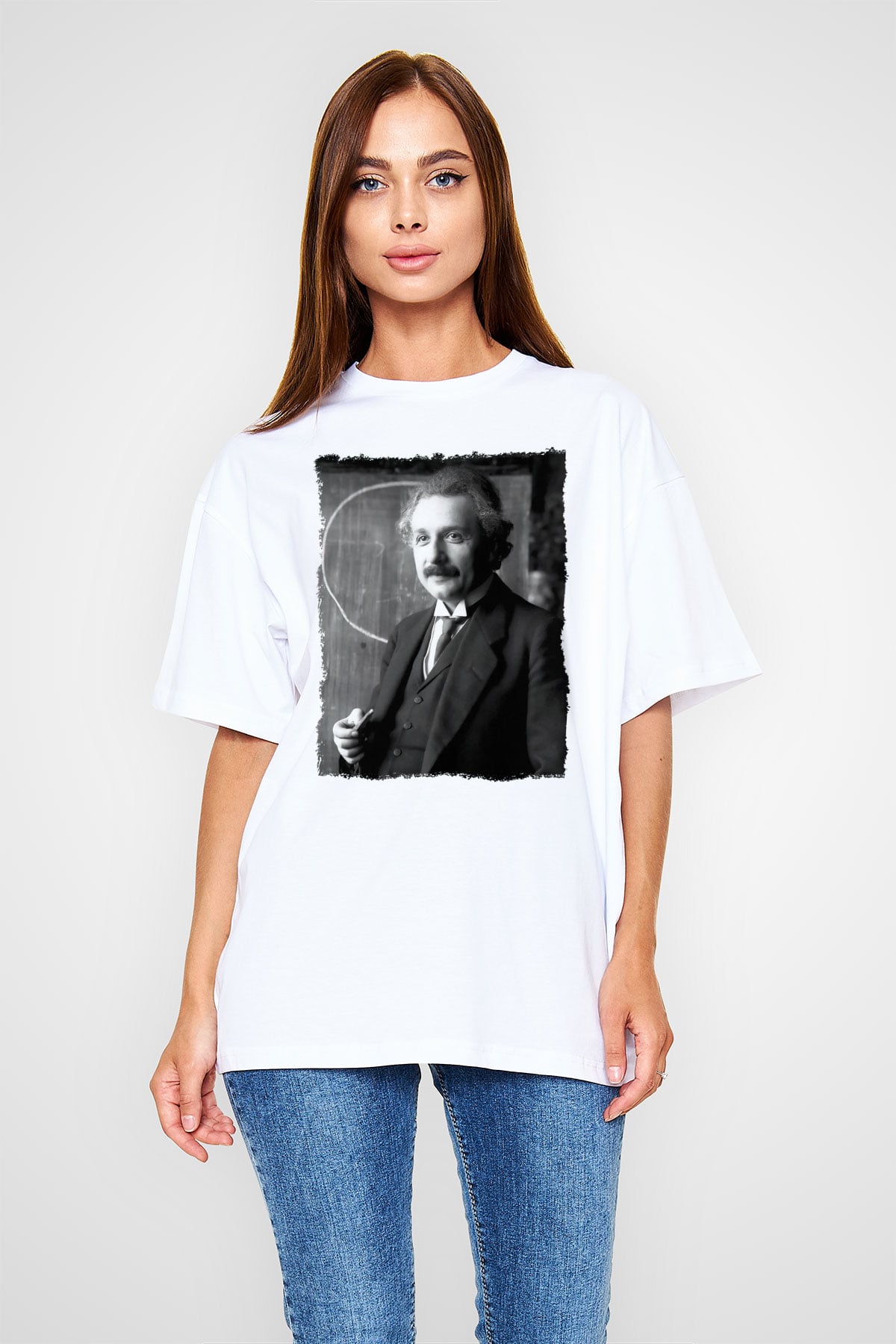 Albert Einstein Beyaz Unisex Tişört T-Shirt - TişörtFabrikası