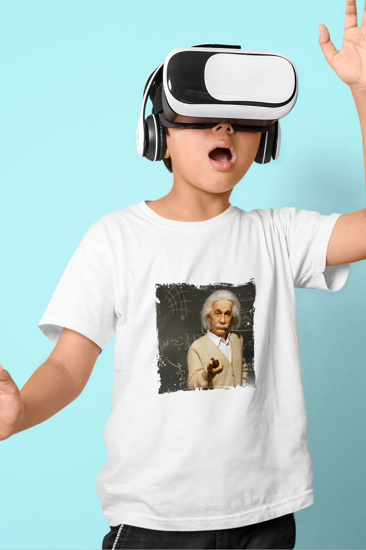 Albert Einstein Unisex Baskılı Beyaz Çocuk Tişört