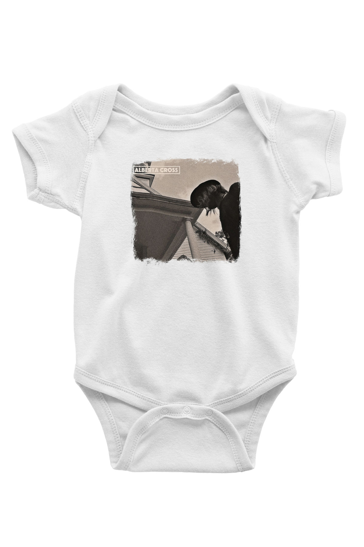 Alberta Cross Baskılı Unisex Beyaz Bebek Body - Zıbın