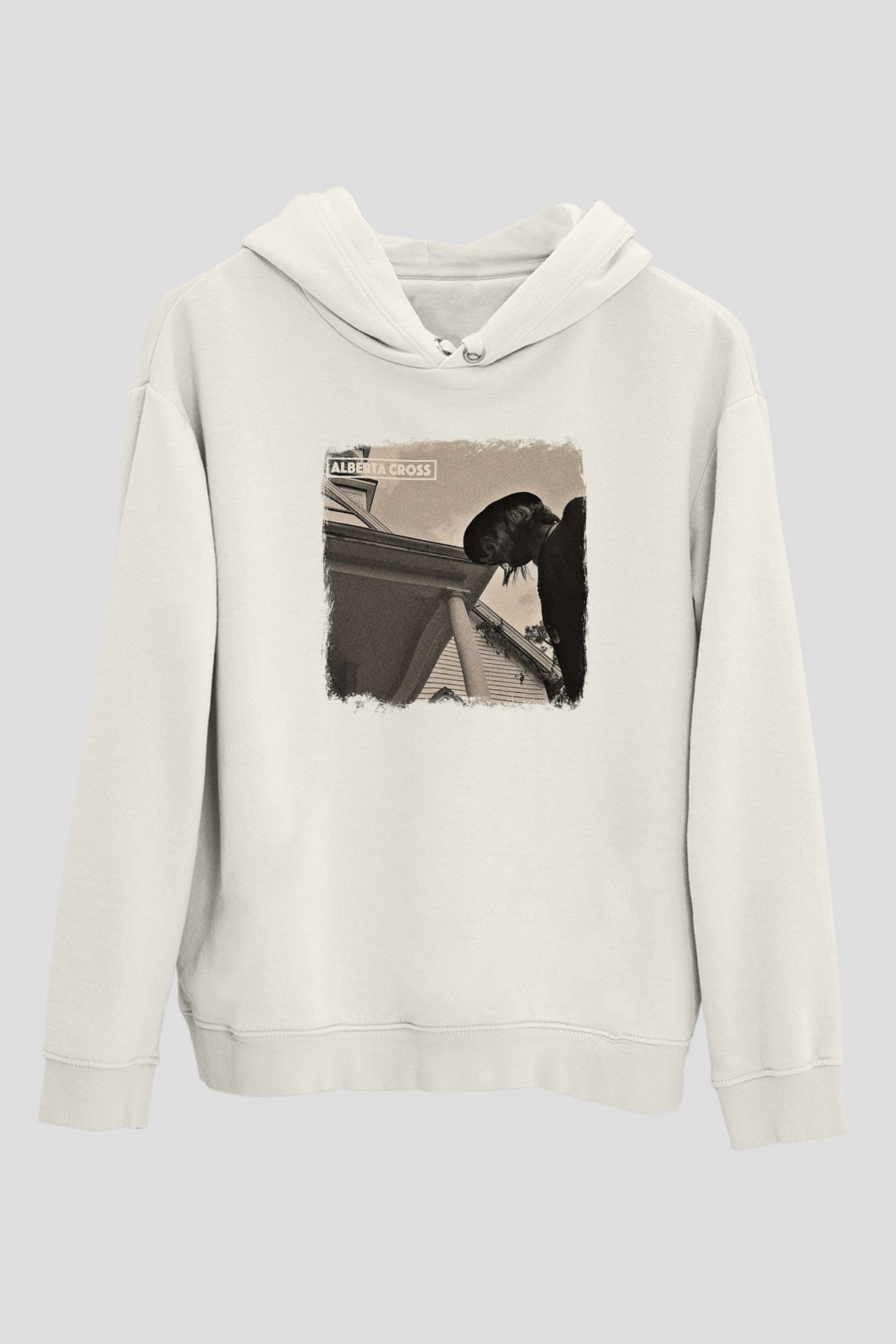 Alberta Cross Baskılı Unisex Beyaz Hoodie