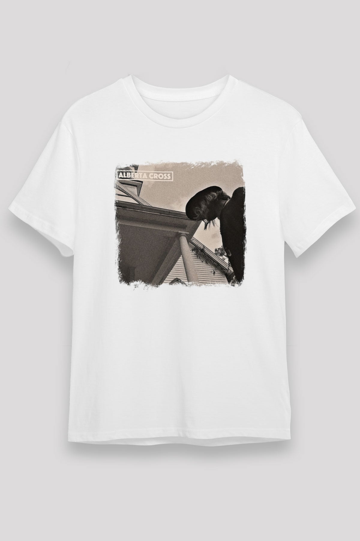 Alberta Cross Baskılı Unisex Beyaz Tişört
