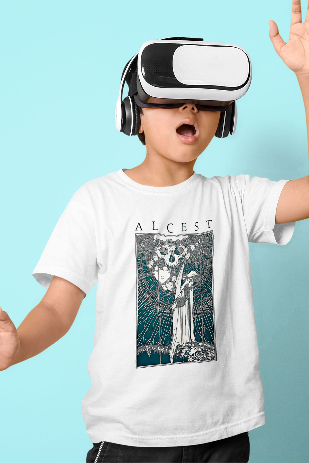 Alcest Baskılı Beyaz Unisex Beyaz Çocuk Tişört - Tshirt