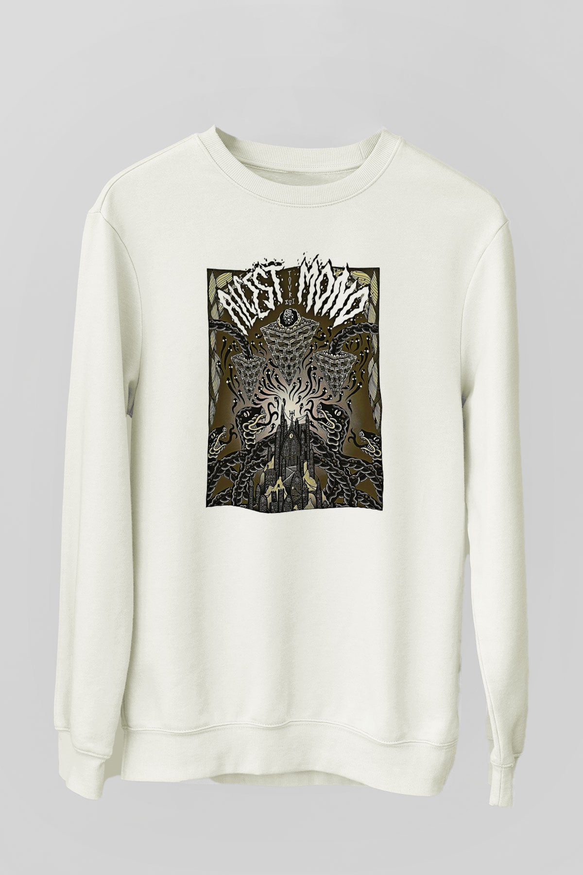 Alcest Baskılı Beyaz Unisex Sweatshirt