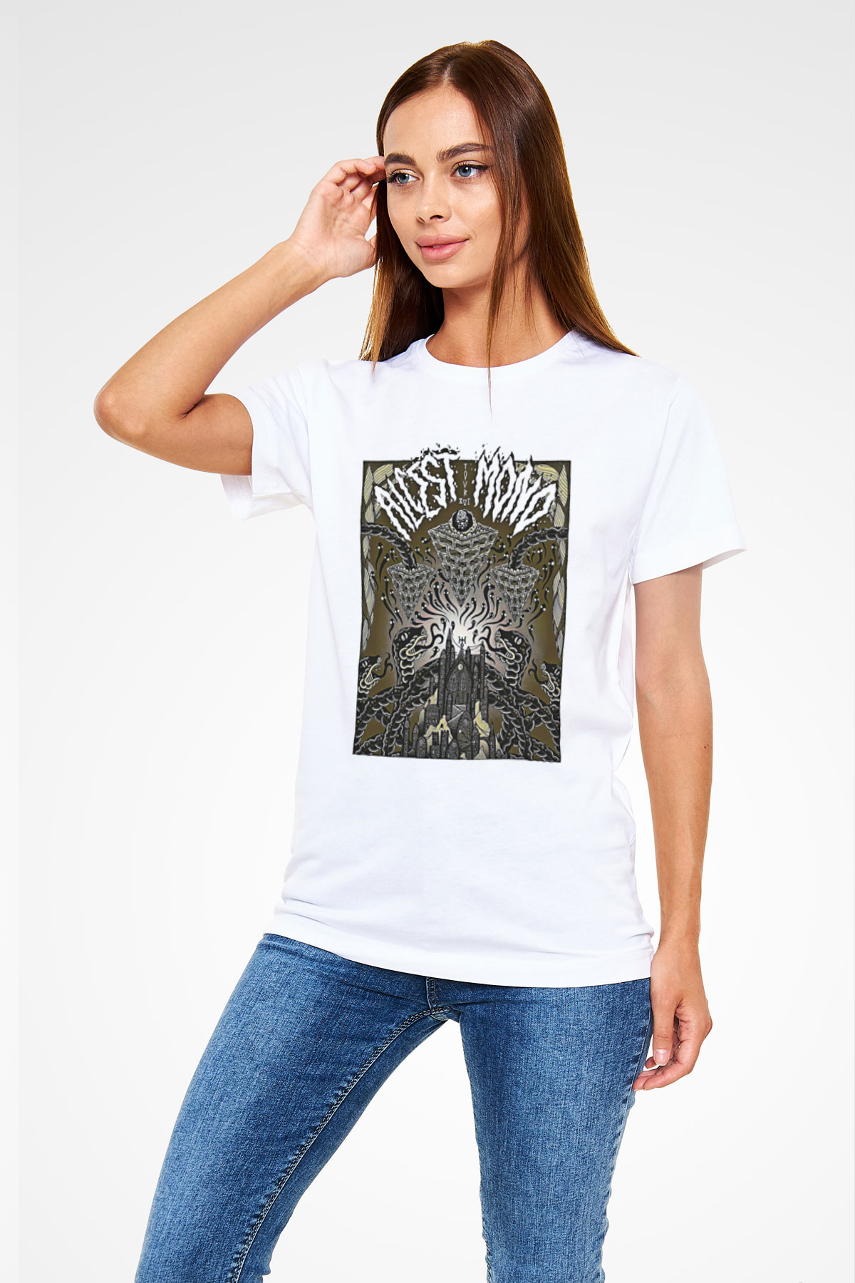 Alcest Baskılı Unisex Beyaz Tişört - Tshirt