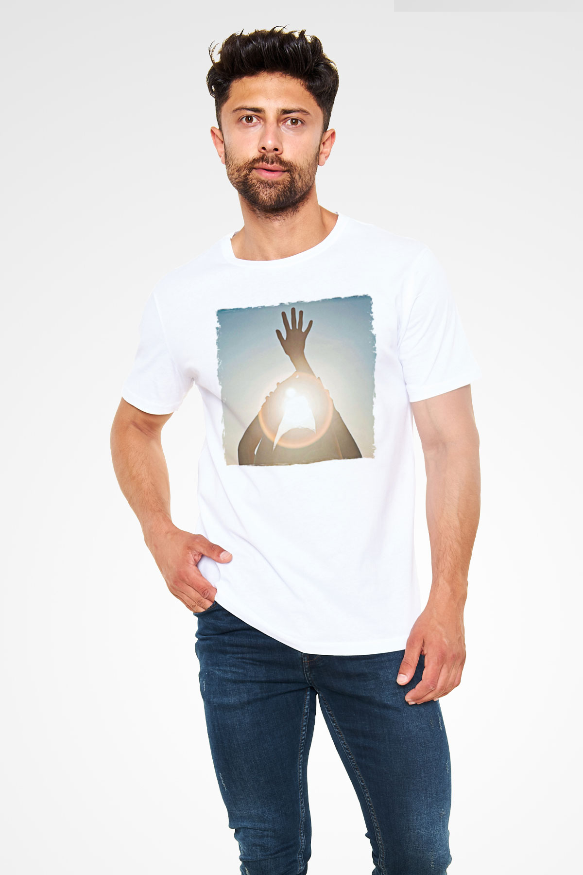 Alcest Baskılı Unisex Beyaz Tişört - Tshirt