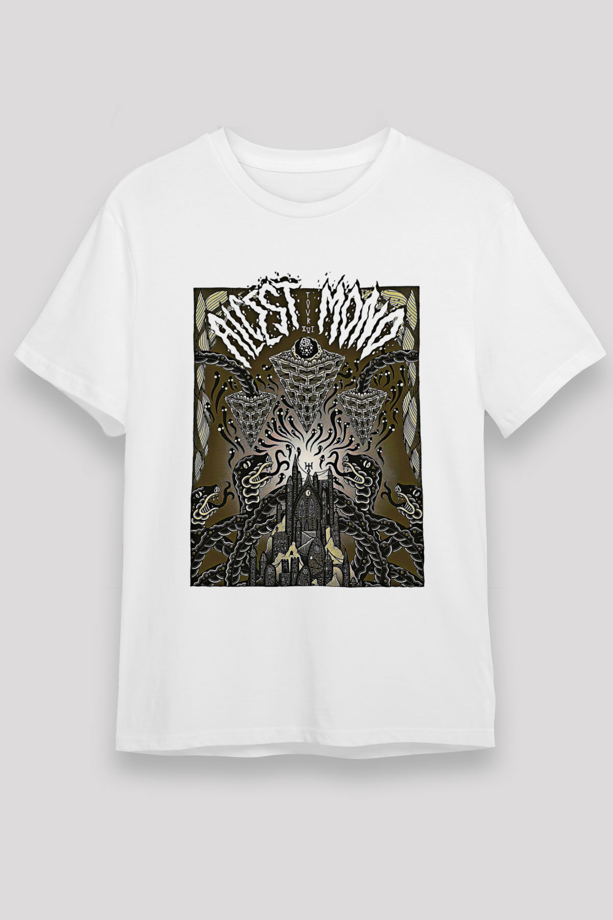 Alcest Baskılı Unisex Beyaz Tişört - Tshirt