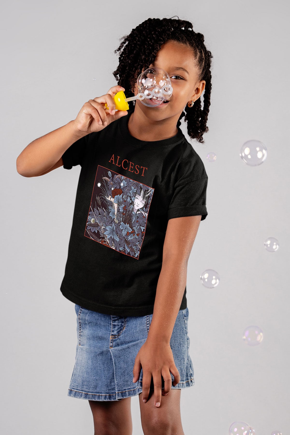 Alcest Baskılı Unisex Siyah Çocuk Tişört - Tshirt