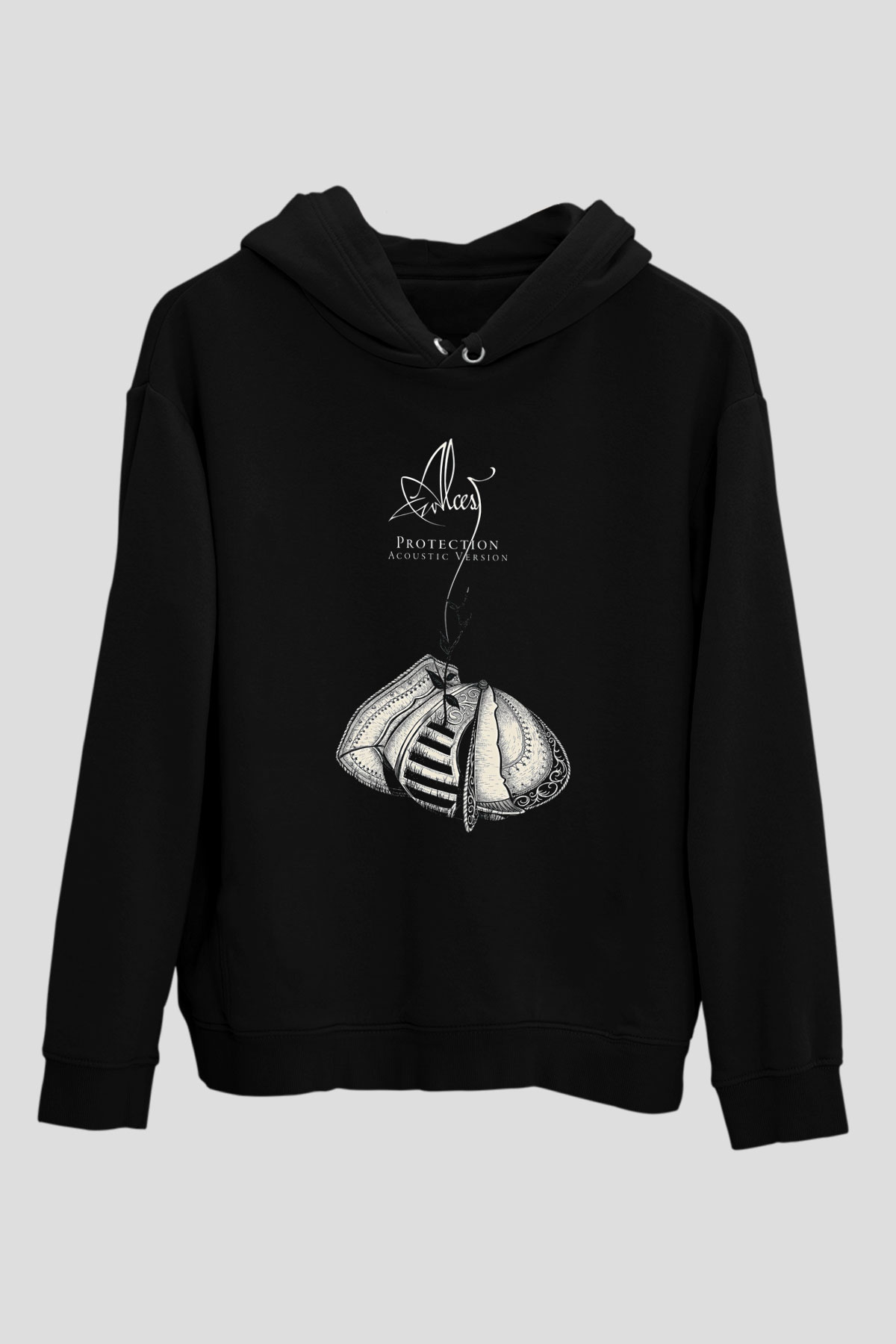 Alcest Baskılı Unisex Siyah Kapüşonlu Sweatshirt
