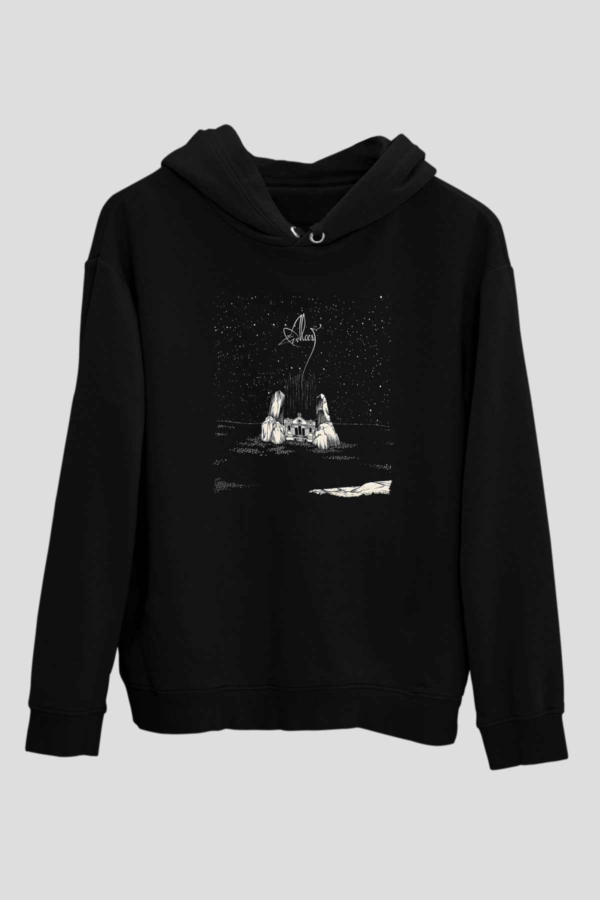Alcest Baskılı Unisex Siyah Kapüşonlu Sweatshirt